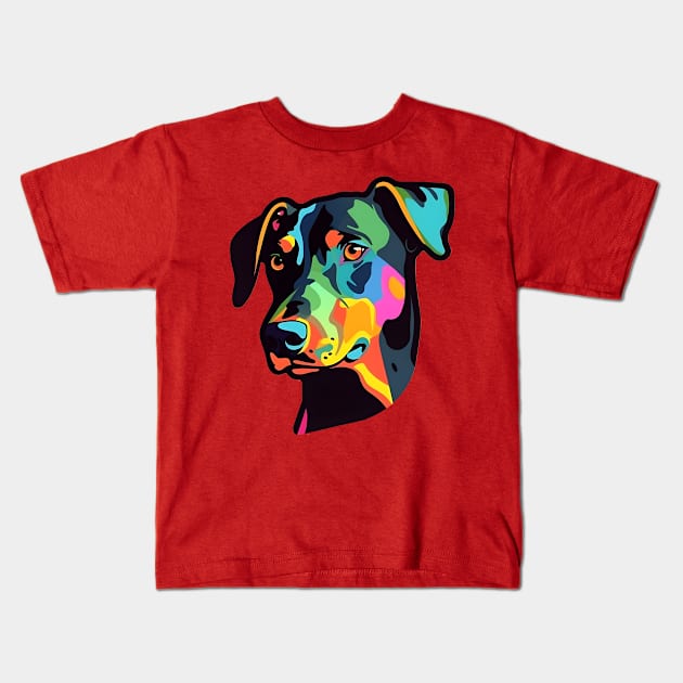 Pop Culture Dobermann Doggy Sticker Kids T-Shirt by PrintifyBGD